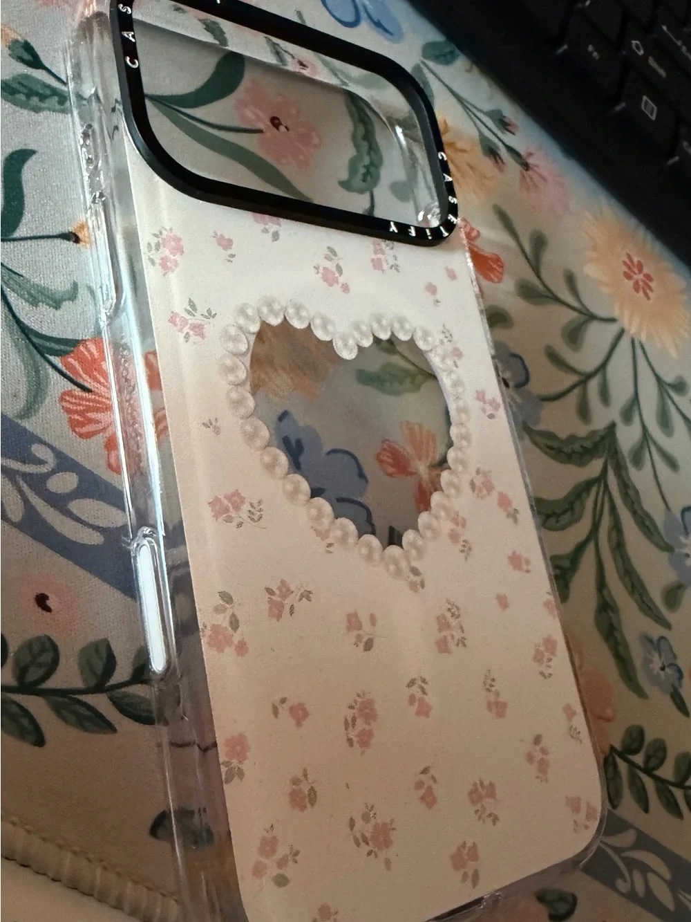Casetify Pearly Heart iPhone 17 Pro Max case with clear bumper